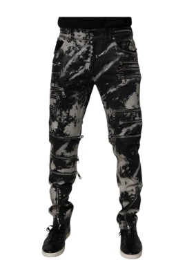Svarta Tie Dye Skinny Denim Jeans