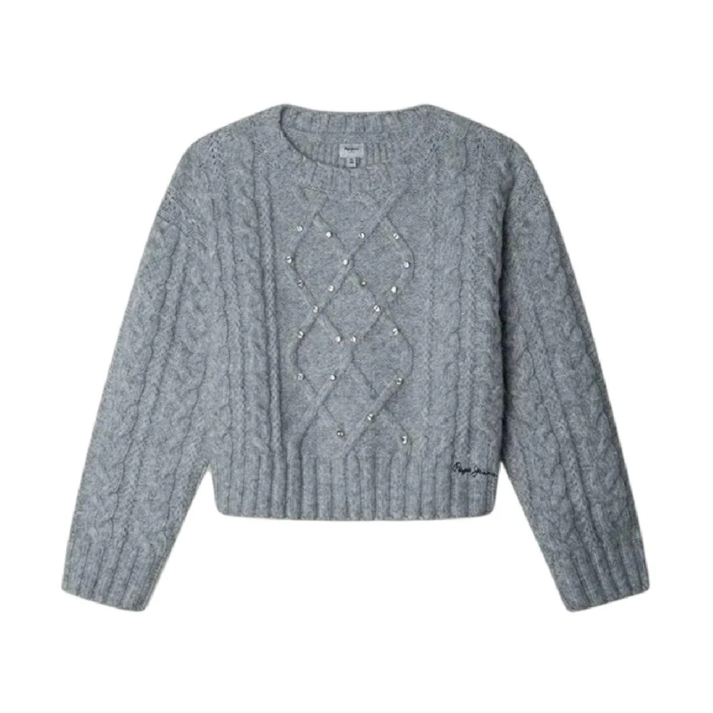 Pepe Jeans Girls Gray Kids Knitwear, 4 Y, Baela Jumper