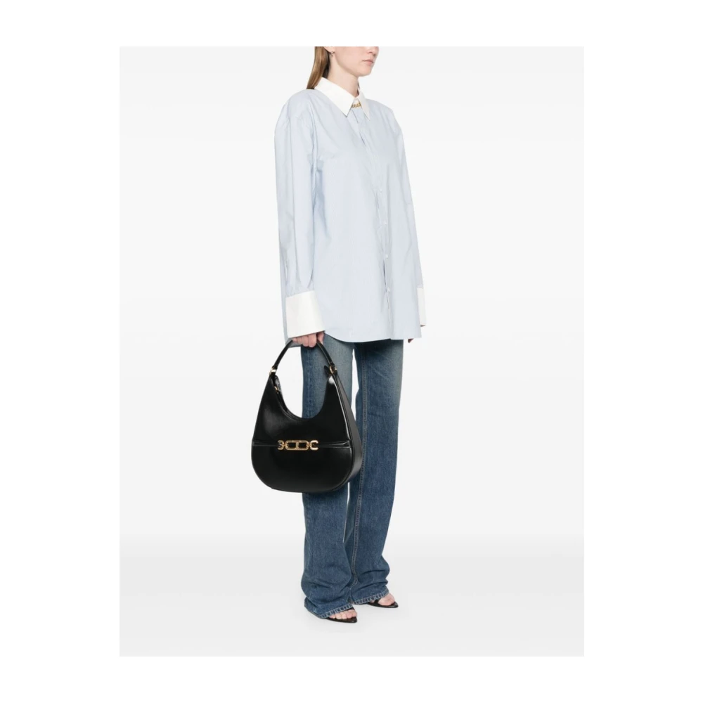 Tom Ford Zwarte Schoudertas met Gouden Logo Black Dames