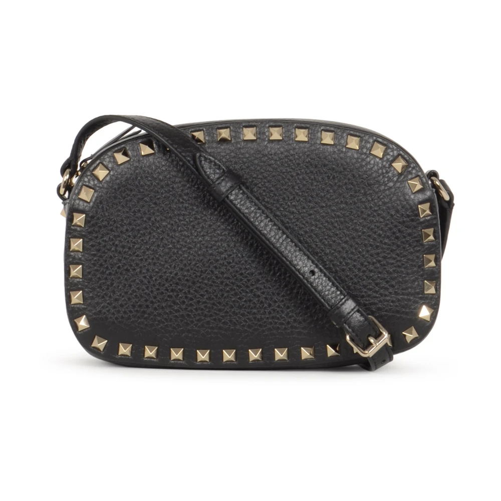 Valentino Black Rockstud Grainy Leather Camera Bag - Image 2