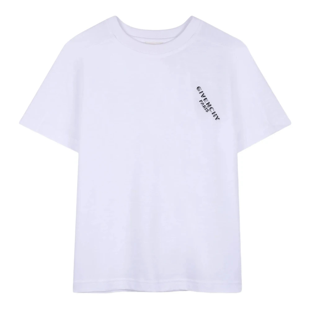 Givenchy White Kids Short Sleeve T-Shirts, Male, 5 Y, Embroidered Logo T-Shirt