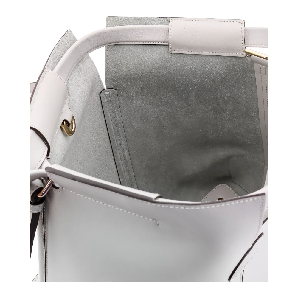 TOD'S Leren Handtas met Frontaal Logopatch Gray Dames