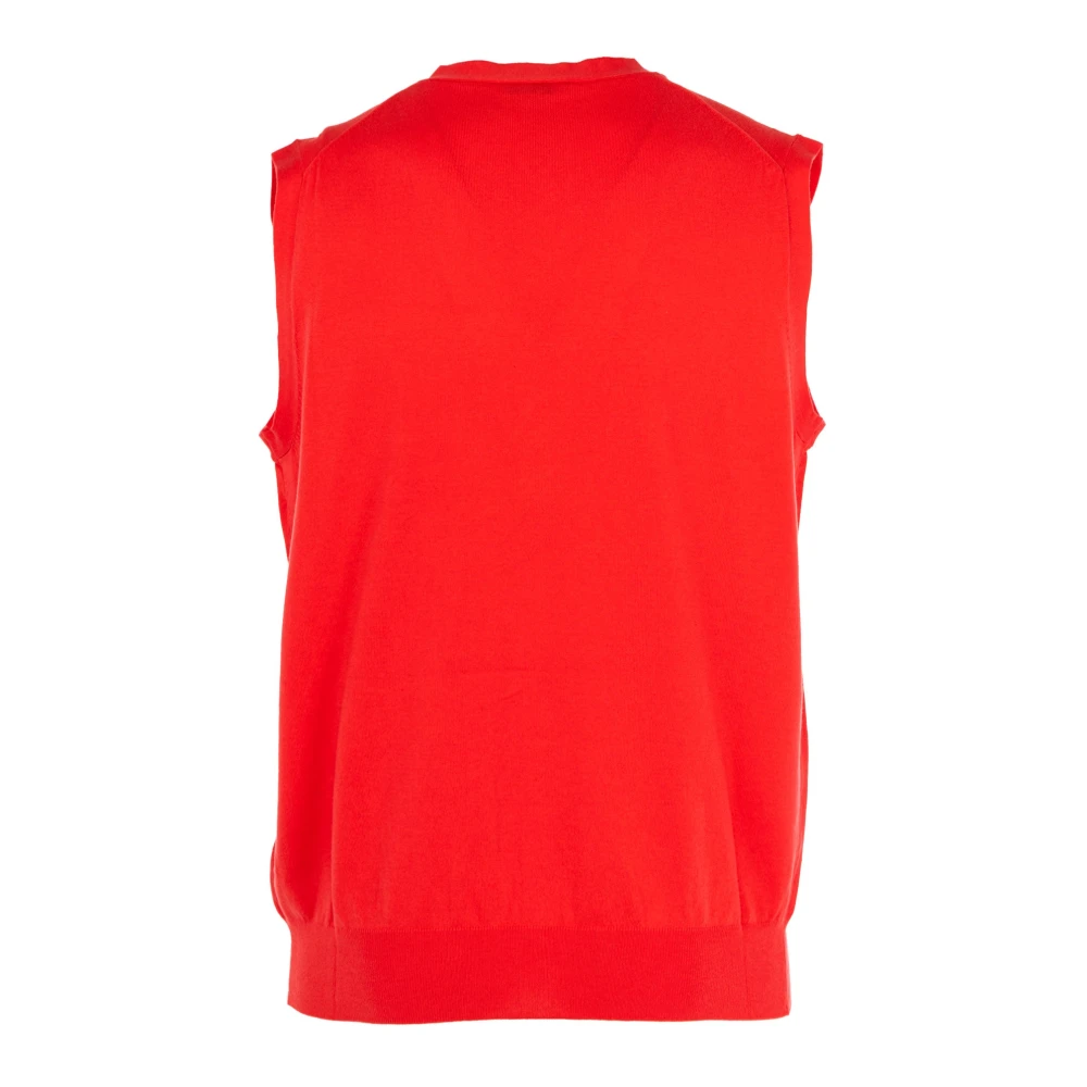 Cashmere Company Heren Koraalrode Zijden Katoenen Gilet Red Heren
