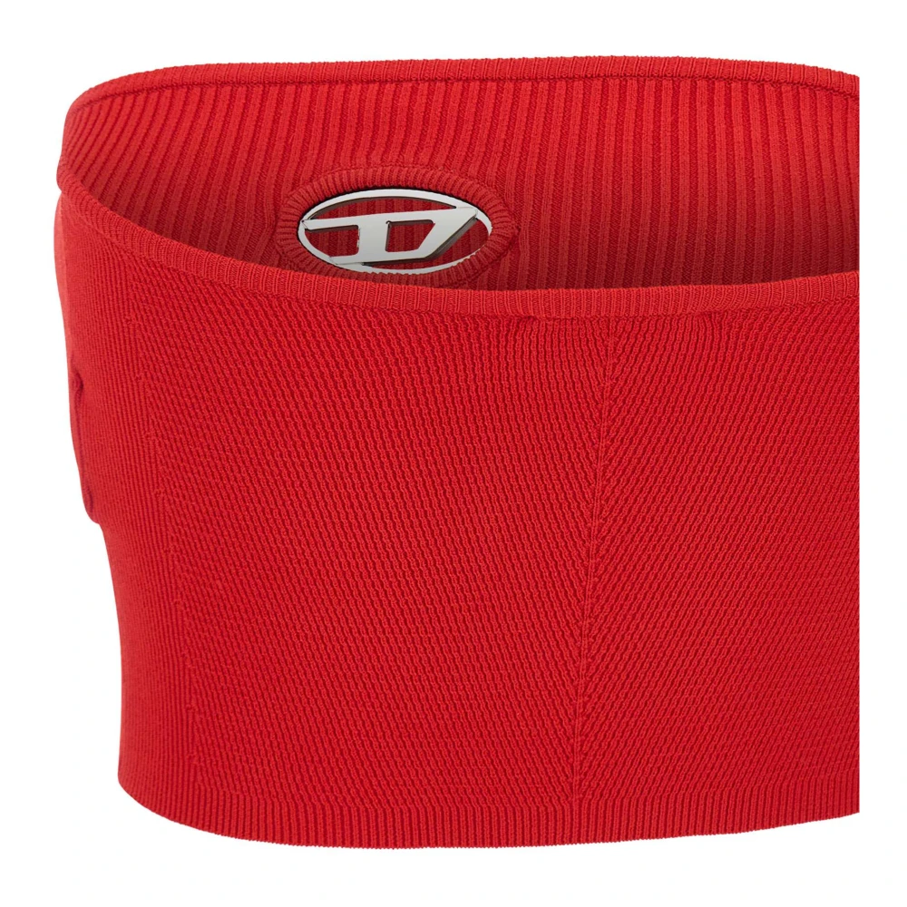 Diesel Rode Bandeau Top met Metalen Logo Red Dames