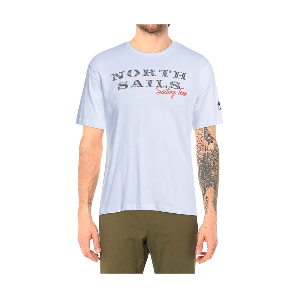 North Sails Witte Katoenen Logo Print T-shirt White Heren