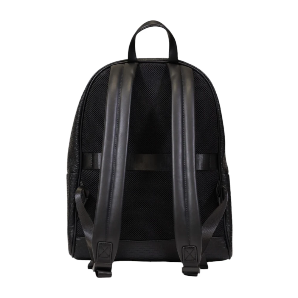 Armani Exchange Zwarte Eenvoudige Rugzak met Ritszakken Black Heren