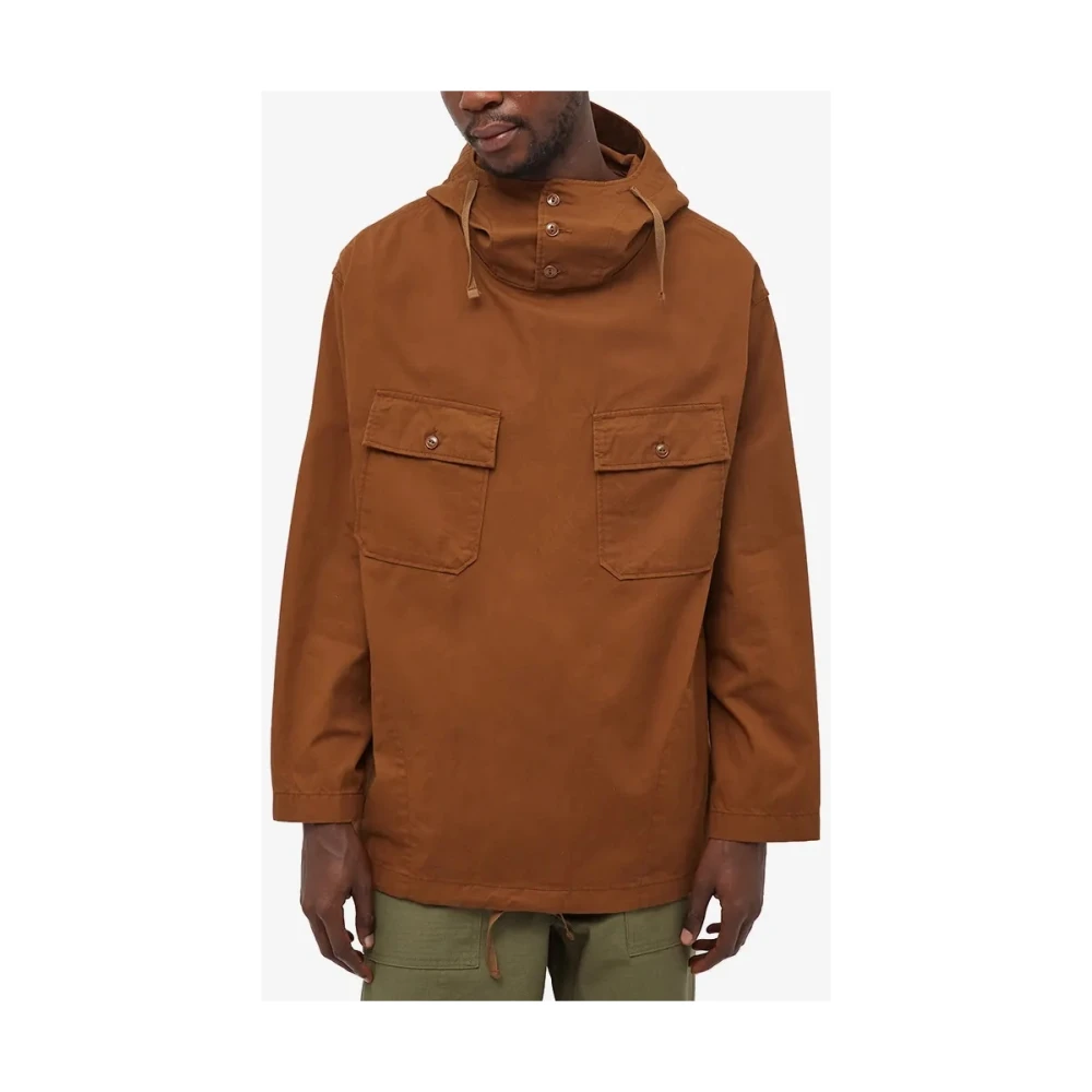 Engineered Garments Twill cagoule shirt geschuurd hoodie Brown Heren