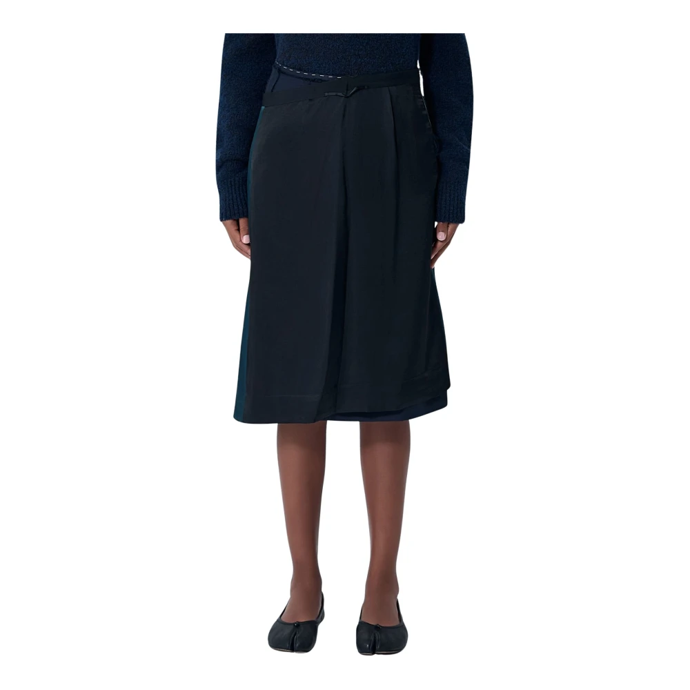 Maison Margiela Women's Blue Contrast Panel Midi Skirt - Midi Skirts - S - Skirts