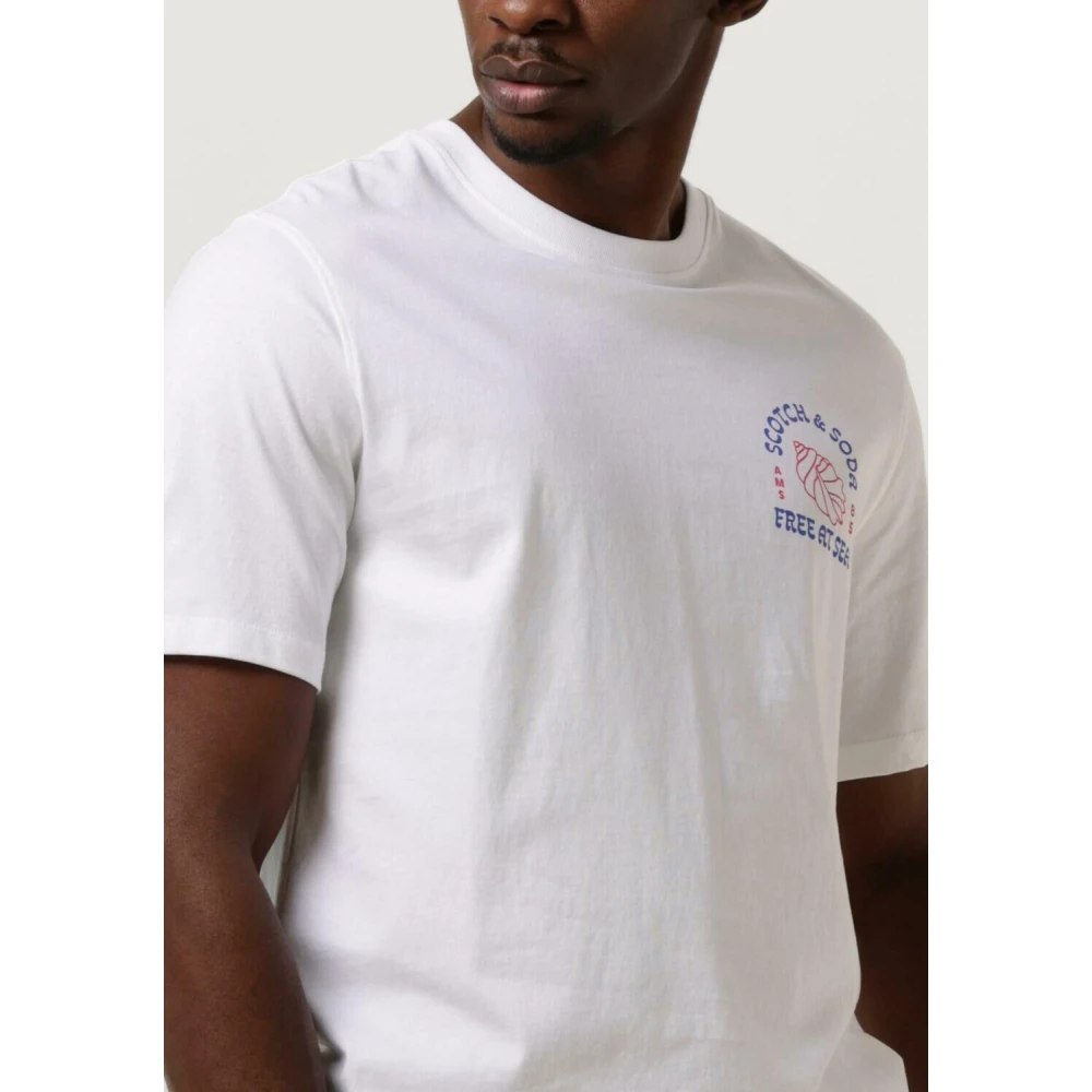 Scotch & Soda Heren Polo & T-shirt met linkerborst artwork White Heren