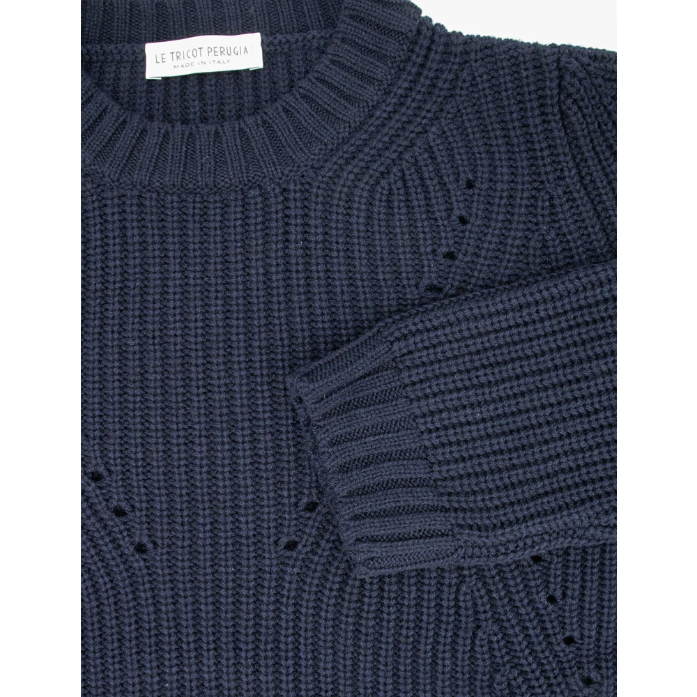 Le Tricot Perugia Klassieke Gebreide Trui Blue Dames