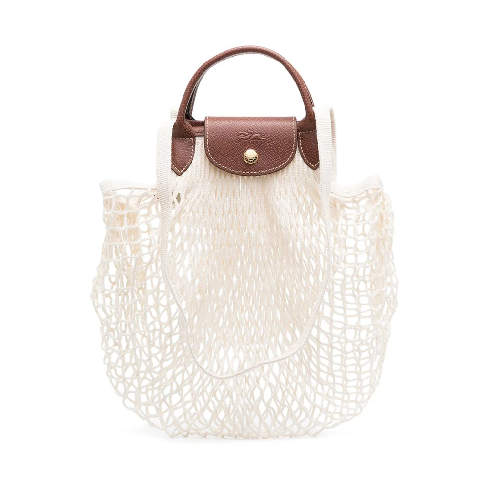 Longchamp Stijlvolle Ecru Leren Handtas Beige Dames