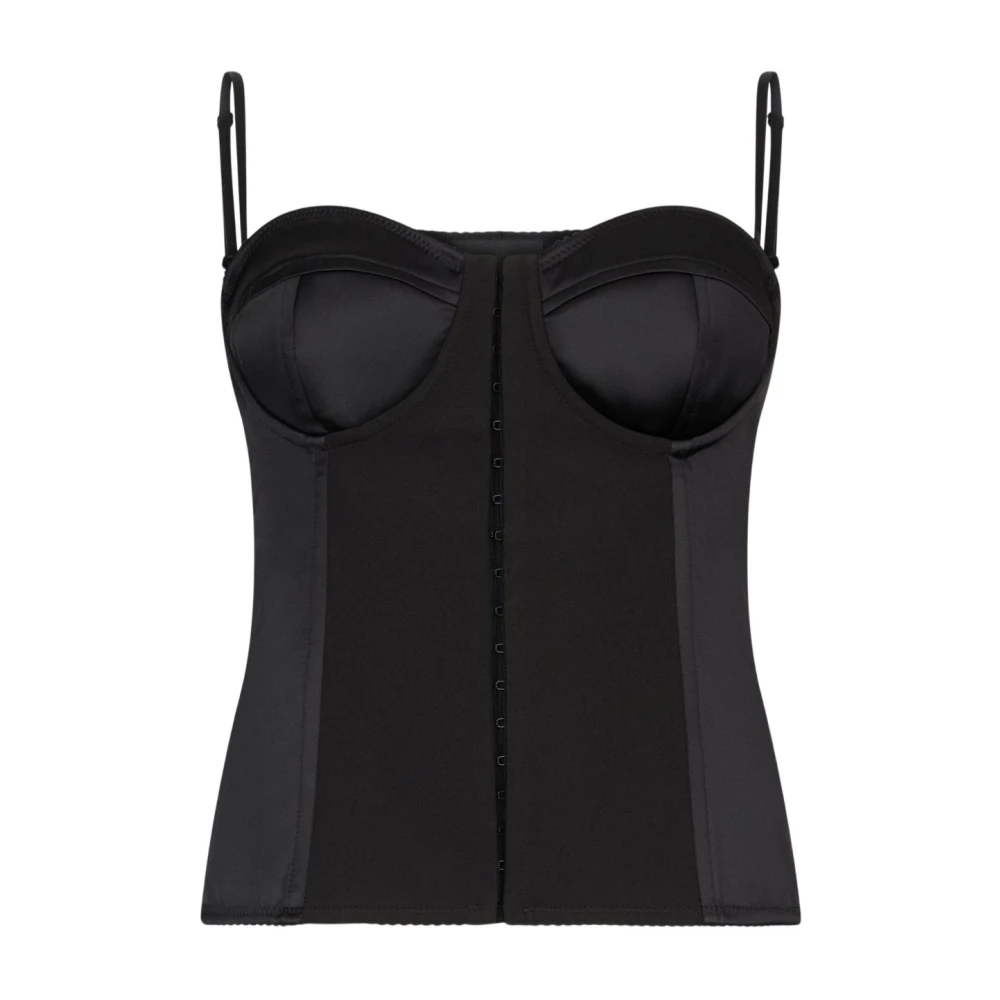 Liu Jo Women's Black Satin Bustier Top - Sleeveless Tops - Xl - Tops
