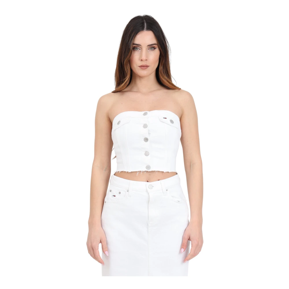 Tommy Jeans Wit Knoopsluiting Dames Top White Dames