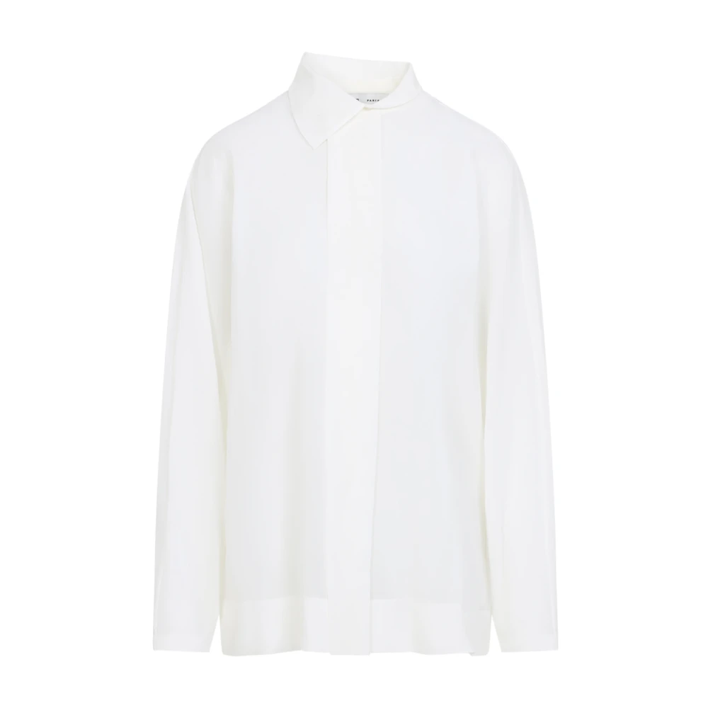 Carven Women's White Shirts, M, Asymmetrical Collar Shirt