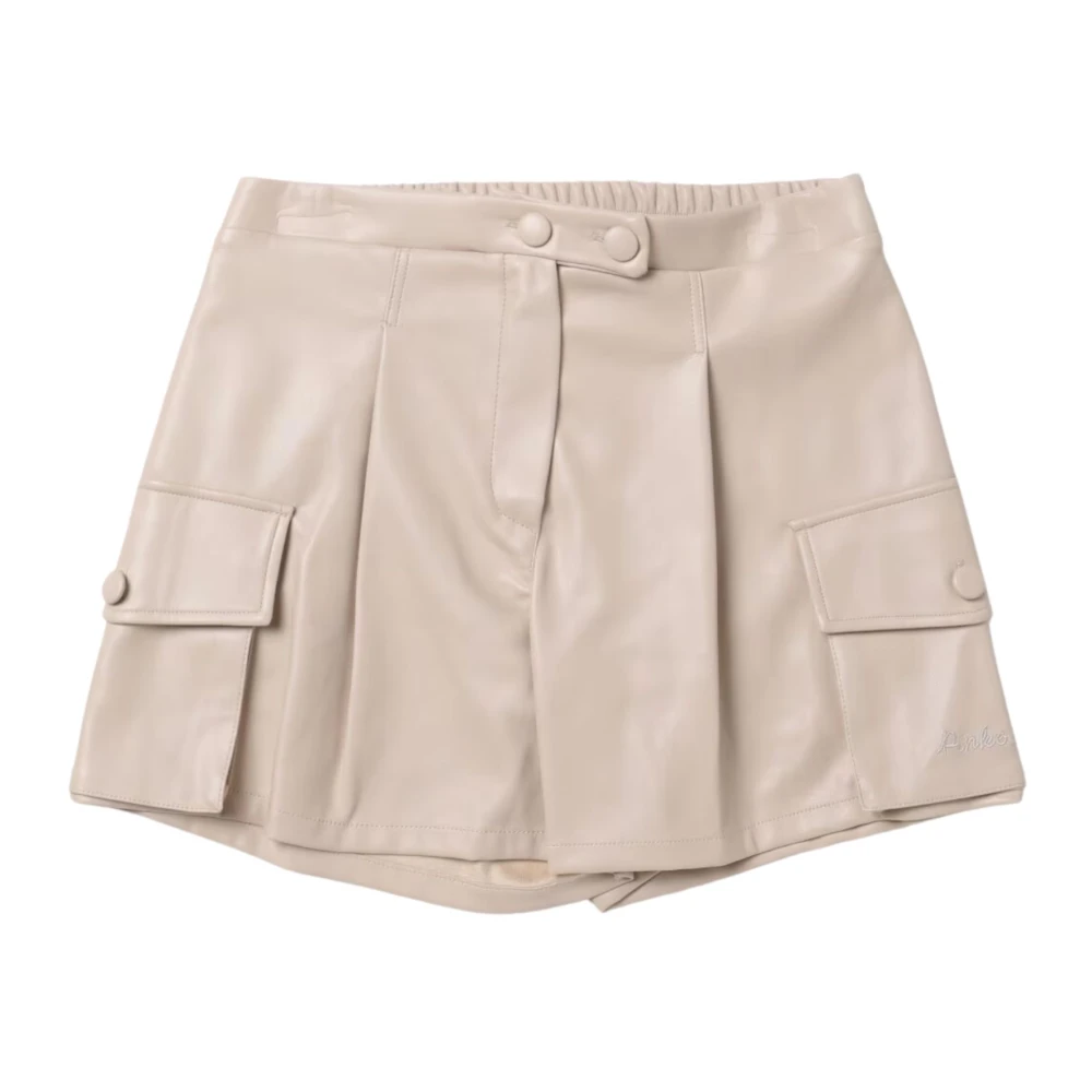 Pinko Beige Barn Cargo Shorts Eco-Läder Beige, Flicka