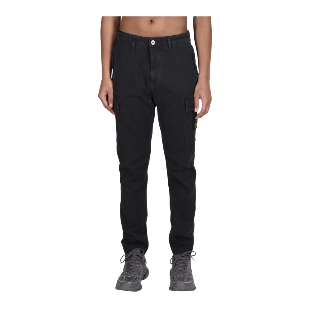 Stone Island Katoenen Broek Black Heren