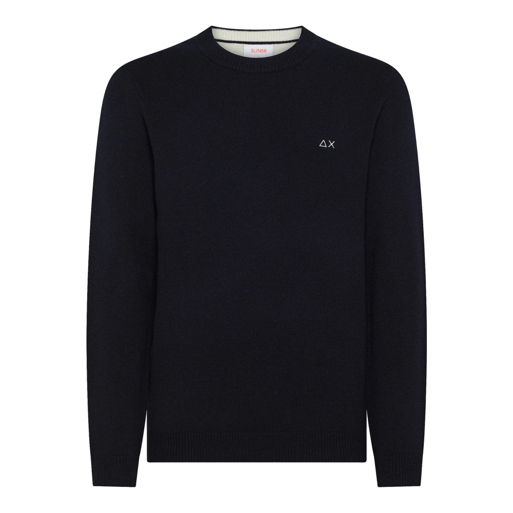 Sun68 Blue Jumper Warm L/S - Male - Round-Neck Knitwear - Xl - Knitwear