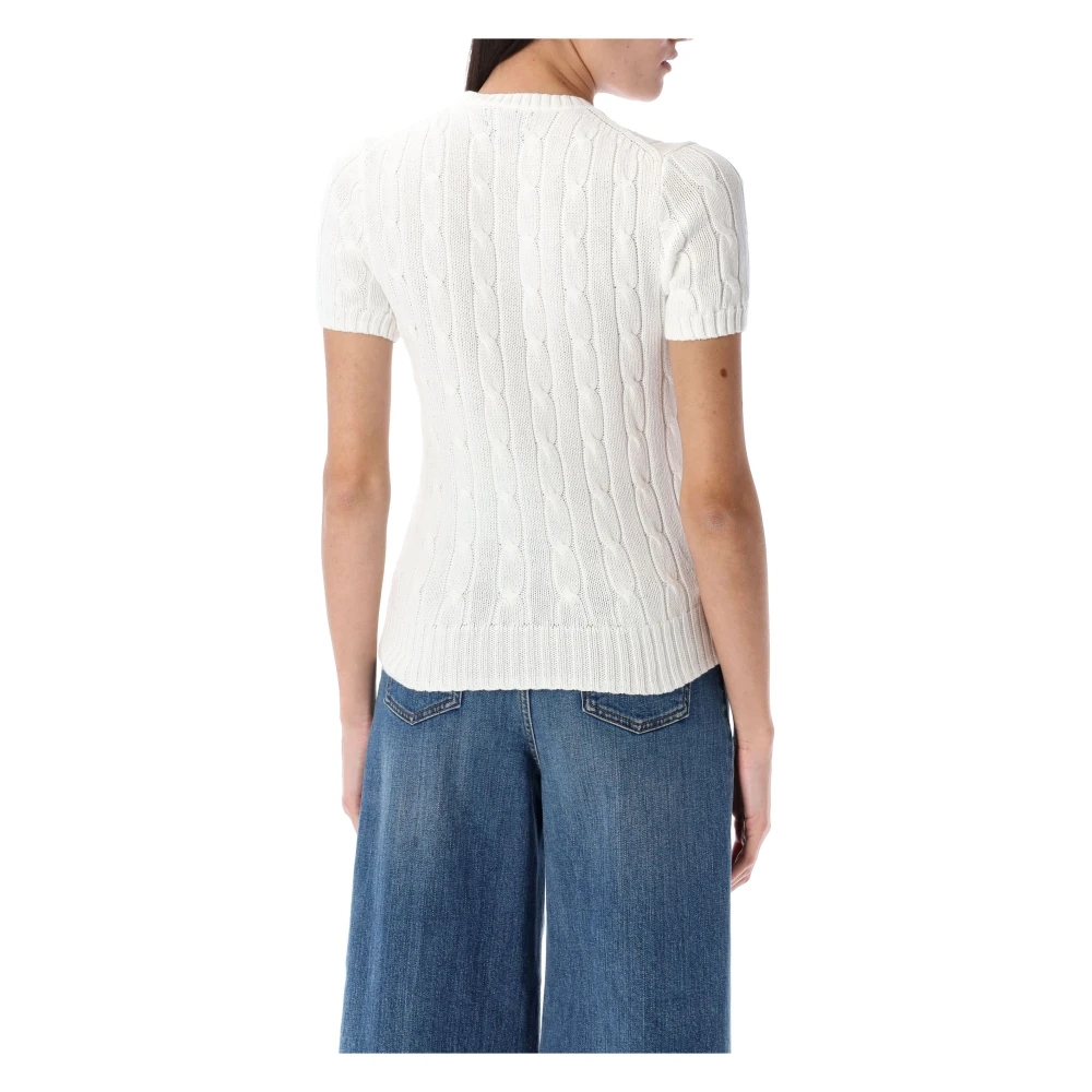 Polo Ralph Lauren Witte Gebreide T-shirt met Pony Logo White Dames