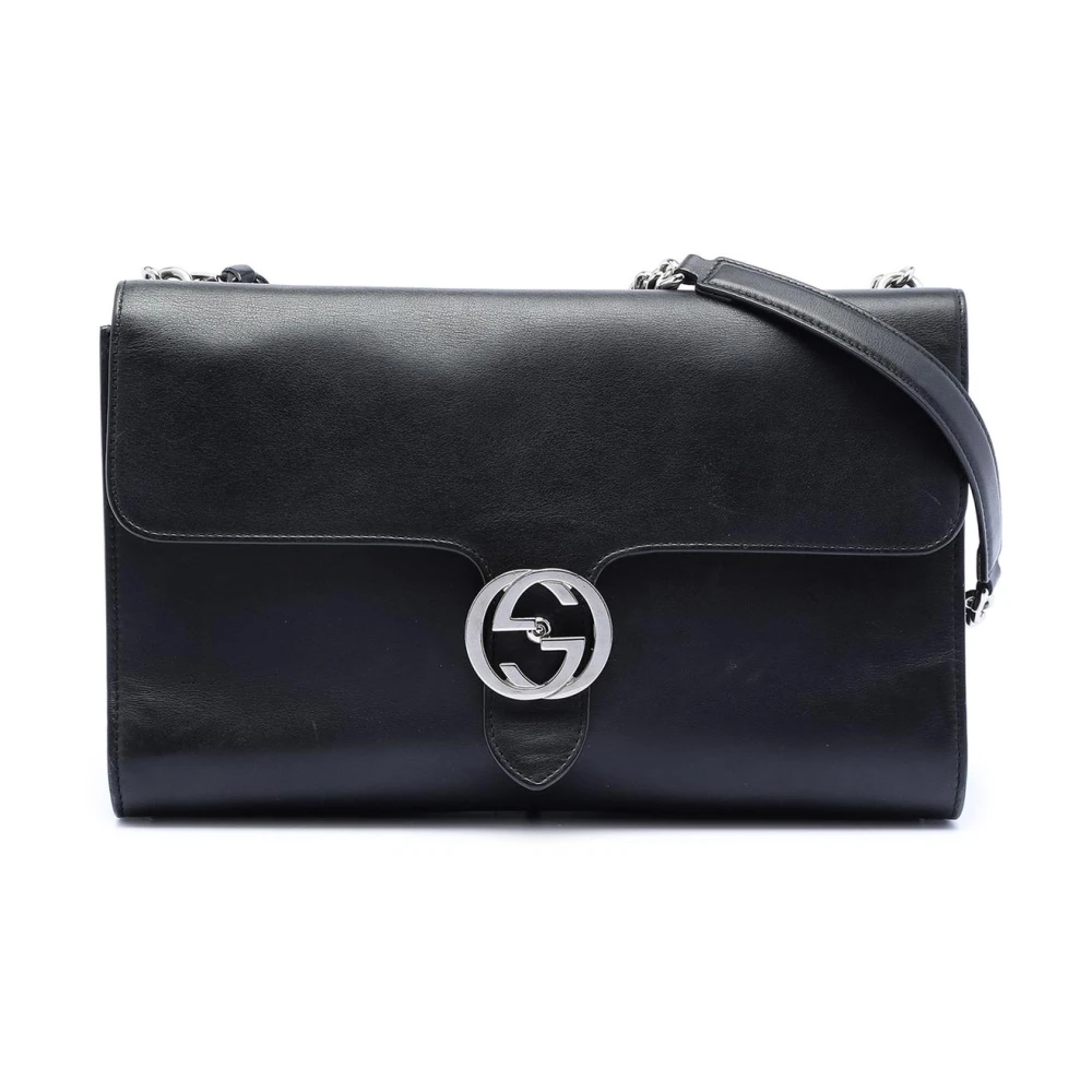 Gucci Vintage Women's Black Pre-Owned Interlocking G Shoulder Bag