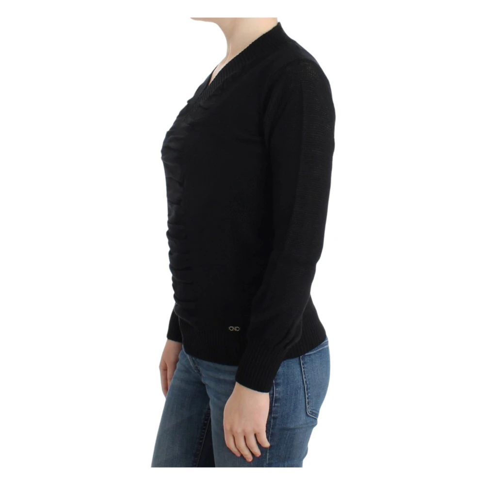 Costume National Elegante V-hals trui in Zwart Black Dames