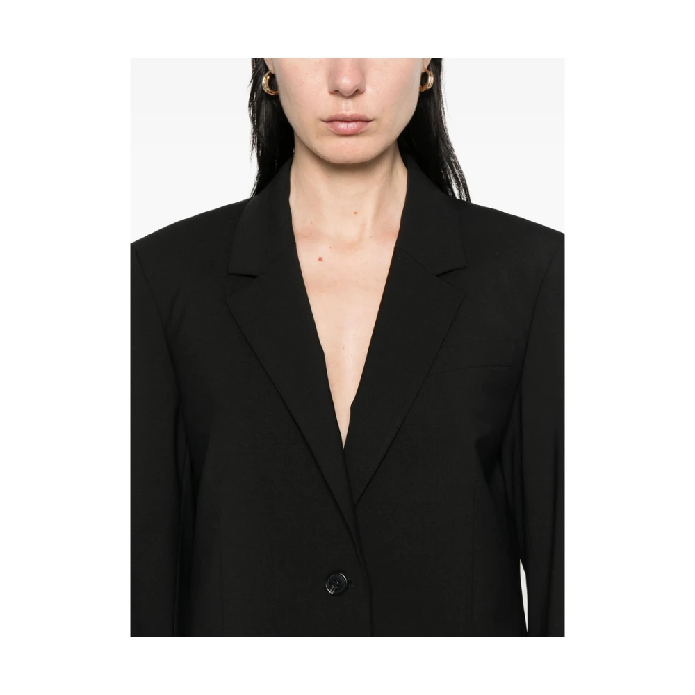 Theory Zwarte Geknoopte Jas met Schoudervullingen Black Dames