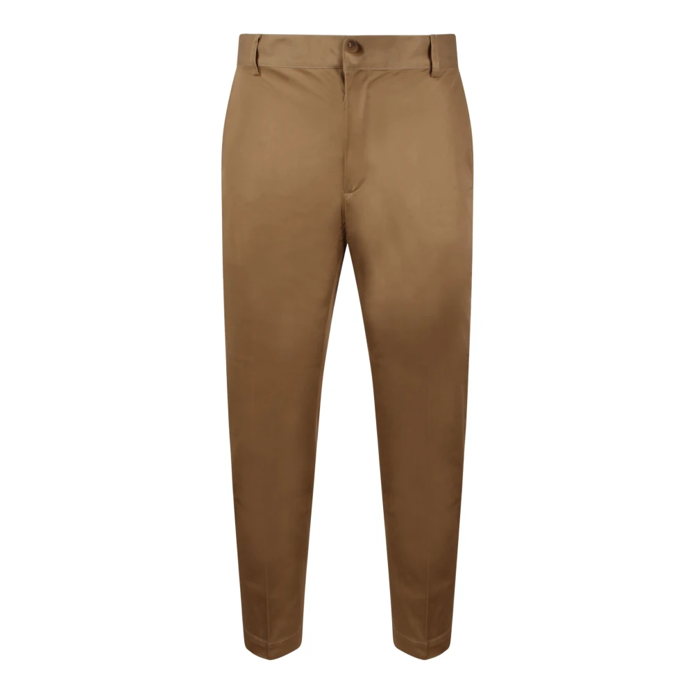 Maison Kitsuné Katoenen Twill Straight Leg Broek Beige Heren