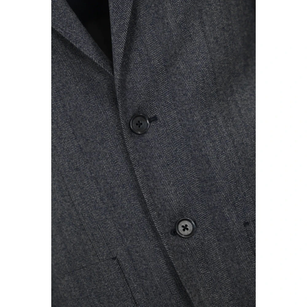 Corneliani Blauwe Wol Herringbone Denim Jas Blue Heren