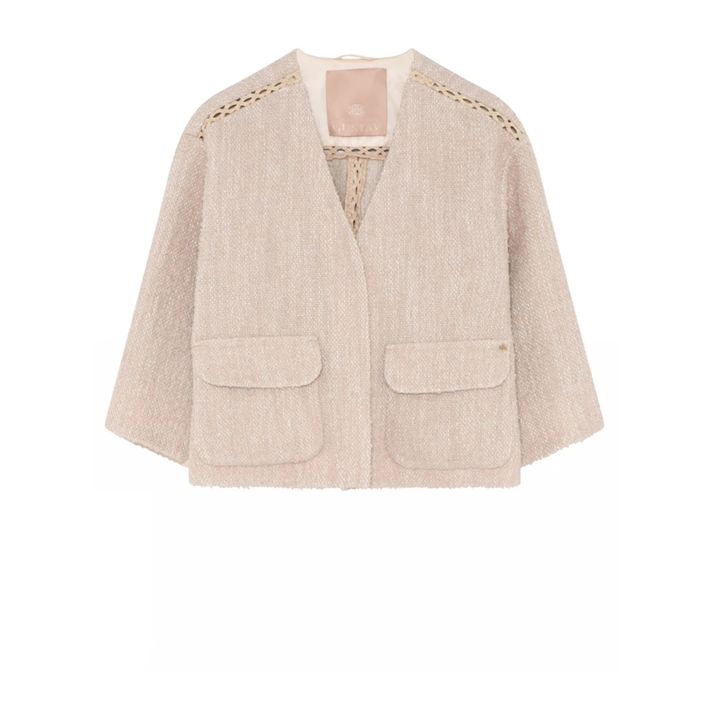 Gustav Blazerjas met 3 4 Mouwen en Zakken Beige Dames