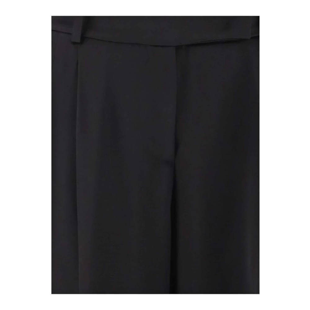 pinko Satin Wide Leg Zwarte Broek Black Dames