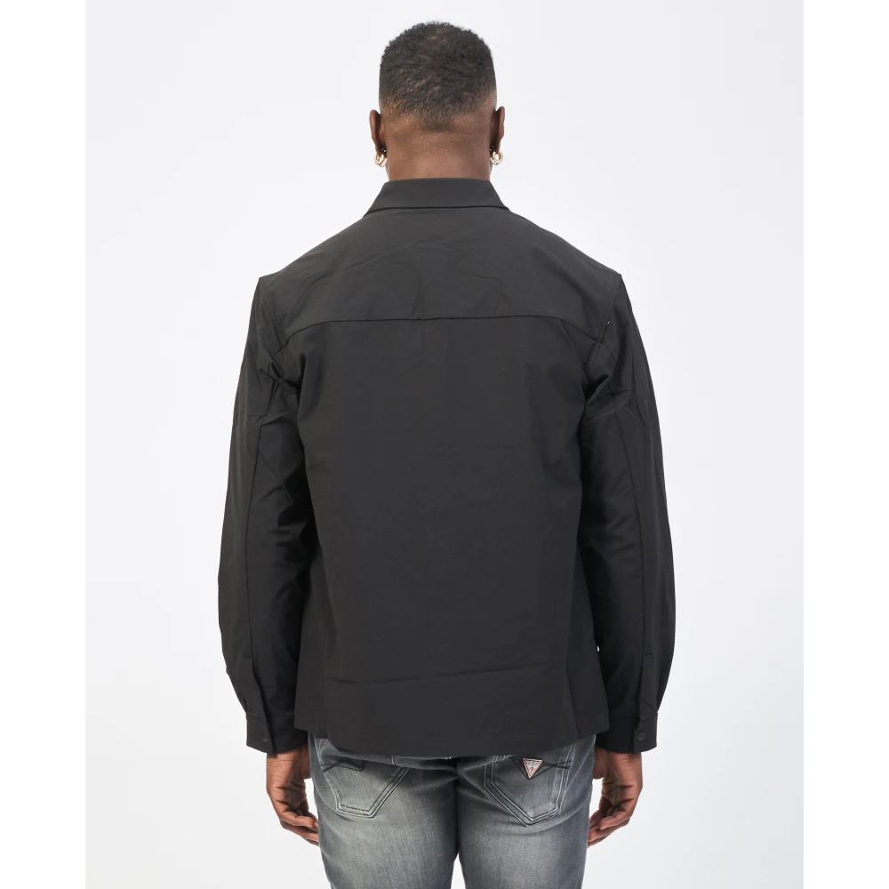Hugo Boss Zwarte stretch overhemd met elleboogpatches Black Heren