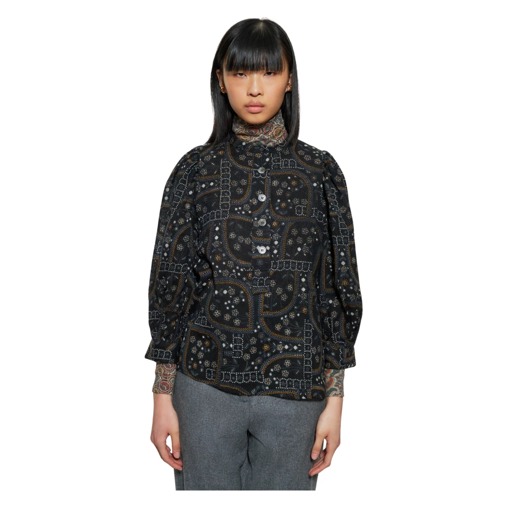 Antik batik Elie print blouse Black Dames