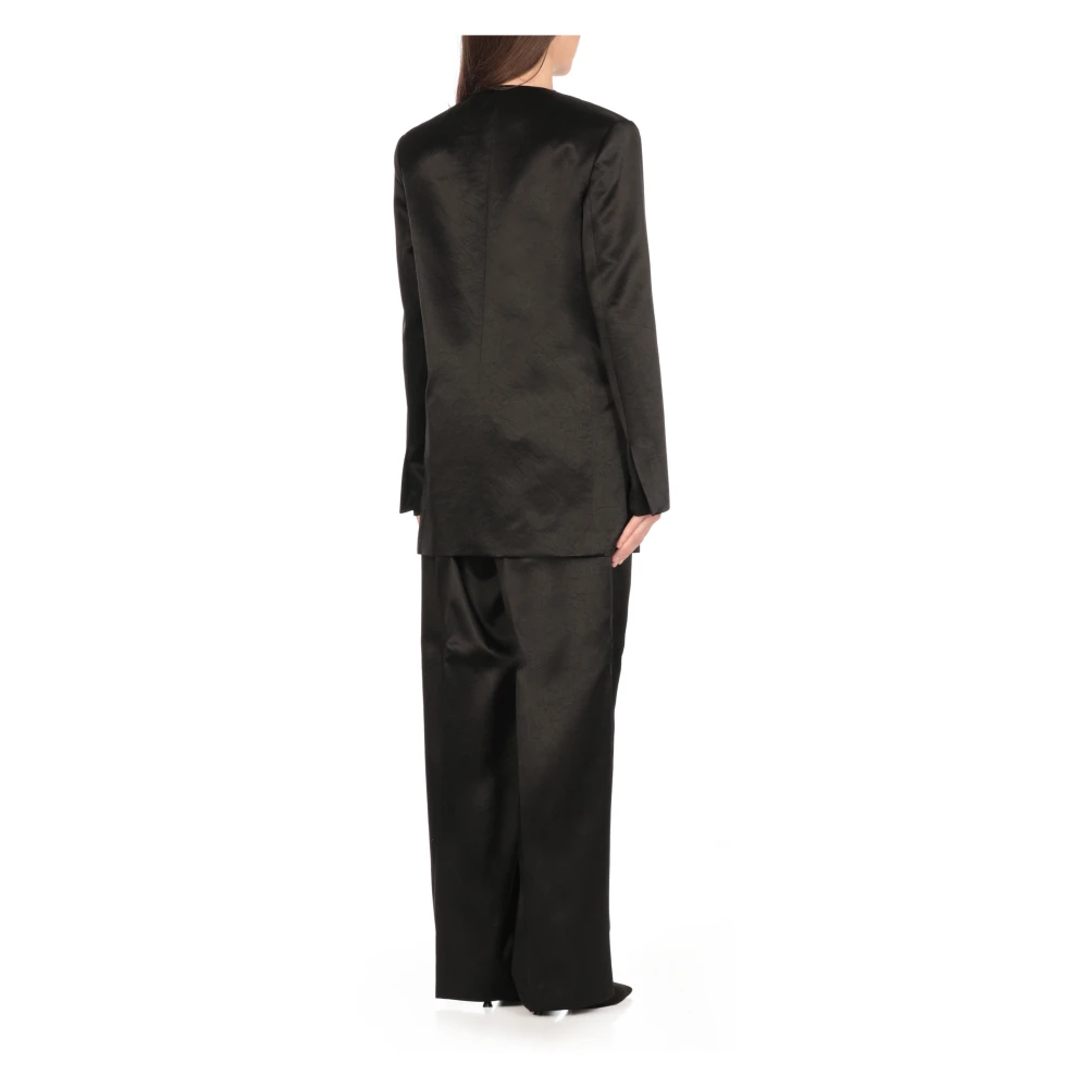 Philosophy di Lorenzo Serafini Zwarte Satijnen Blazer V-Hals Jas Black Dames