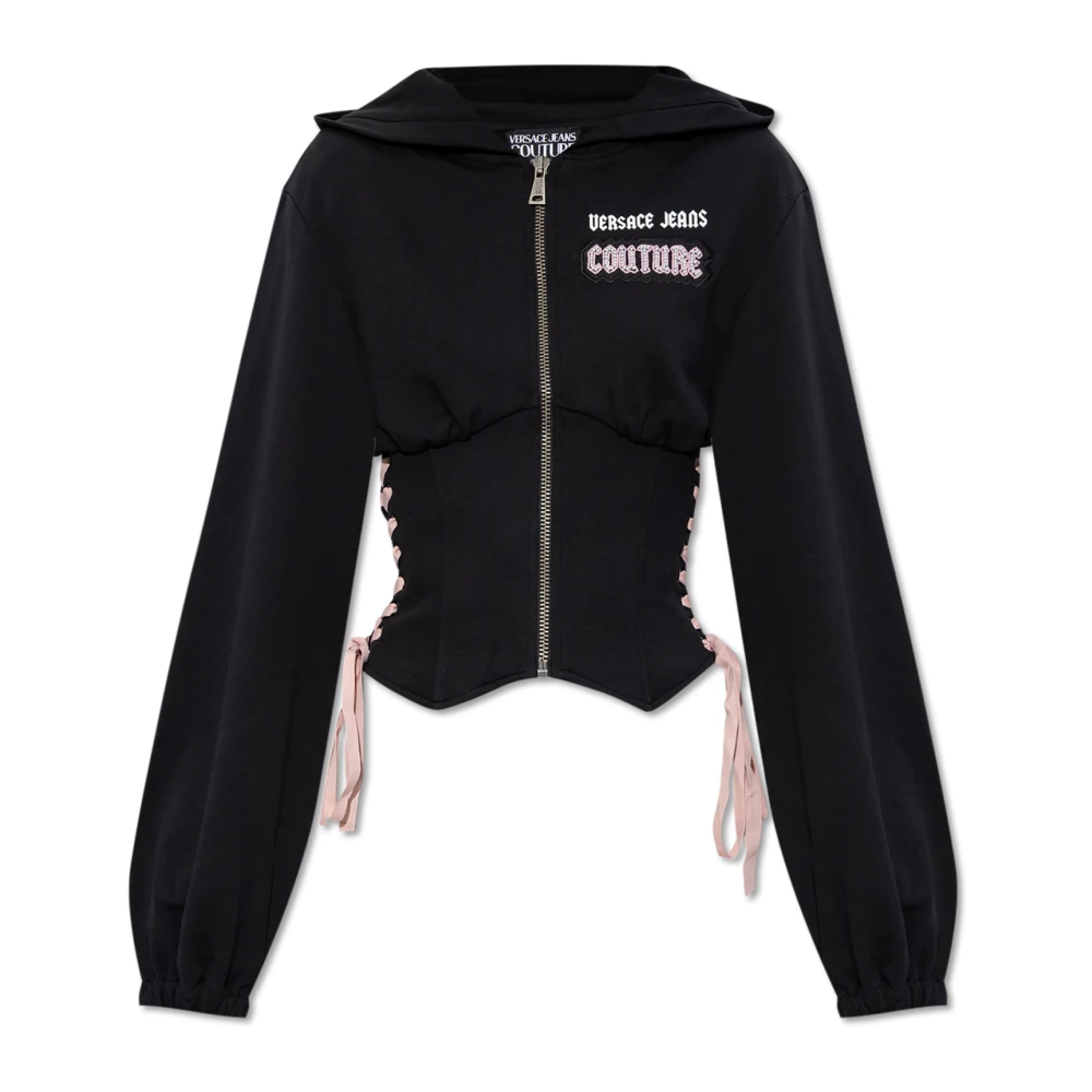Versace Jeans Couture Sweatshirt met decoratieve zijveters Black Dames