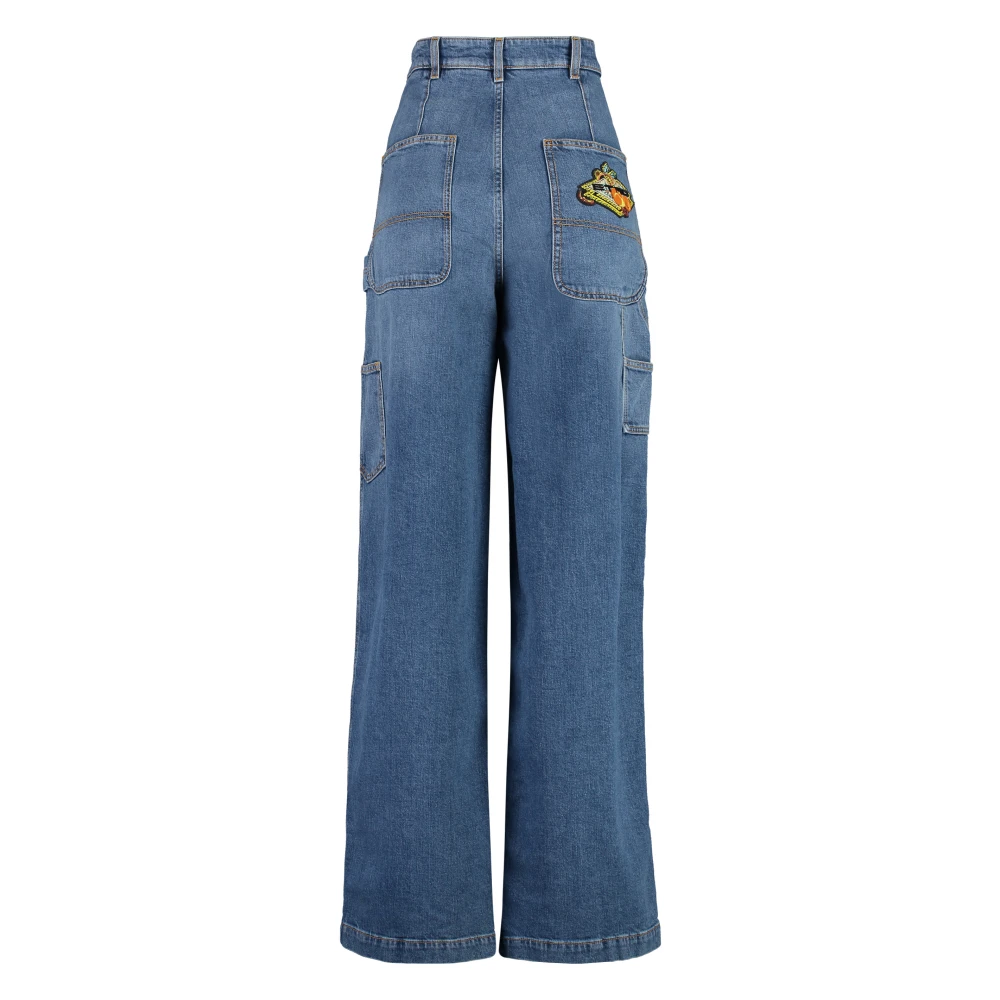 ETRO Wijde jeans met logo patch Blue Dames