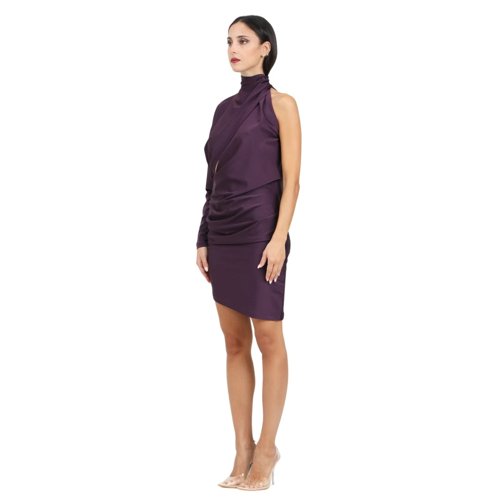 Amen Paarse One-Shoulder Draperende Jurk Purple Dames