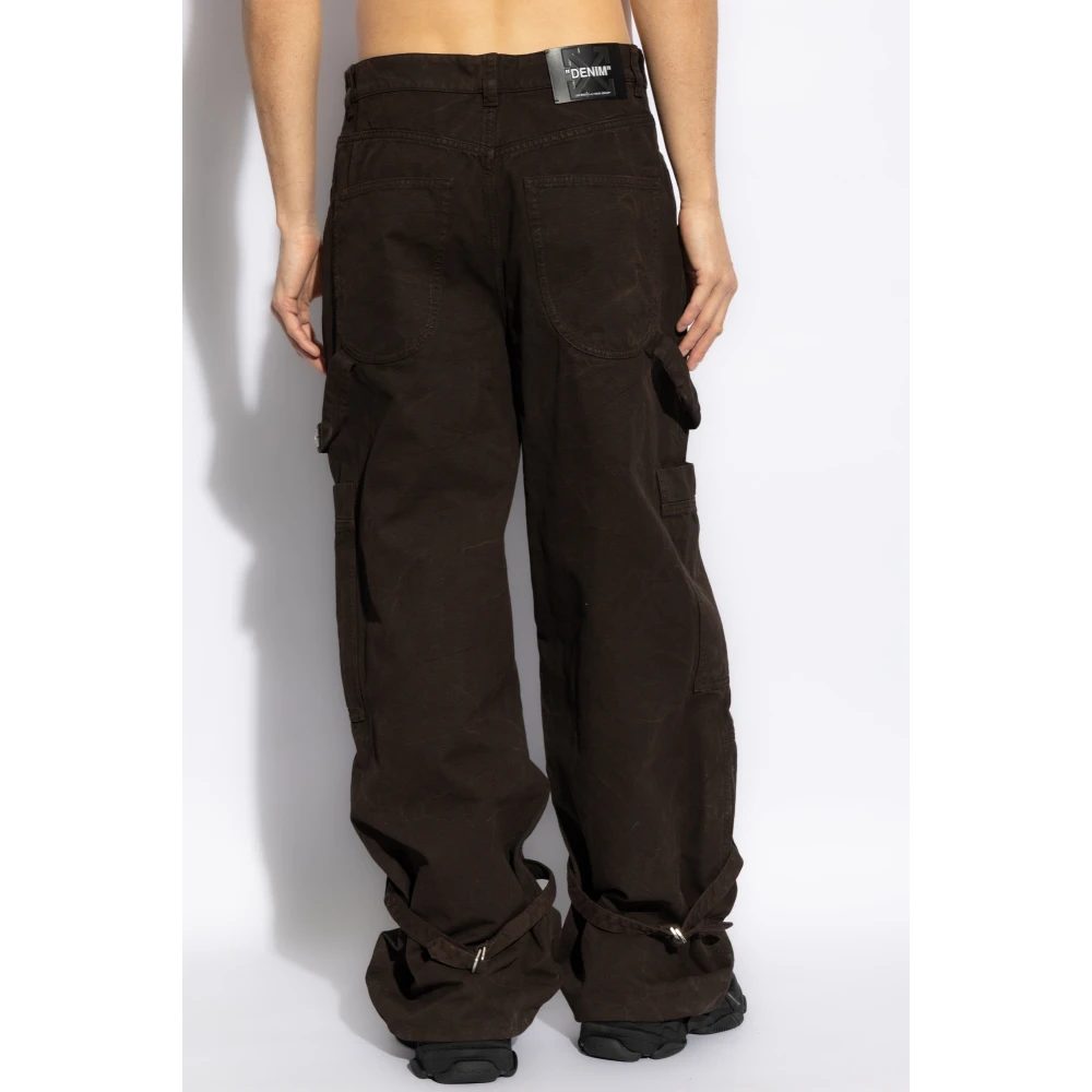 Off White Jeans met logo Brown Heren