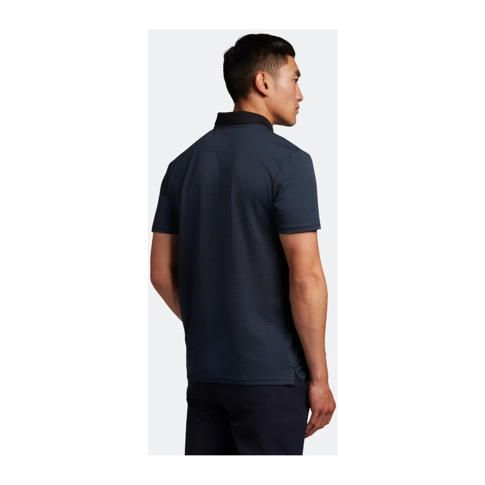 Lyle & Scott Microstripe Golf Polo Shirt Blue Heren