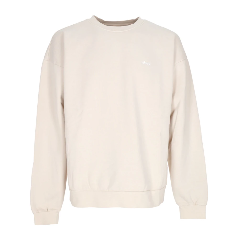 Obey Men's Beige Lightweight Crewneck Sweatshirt Pigt Clay