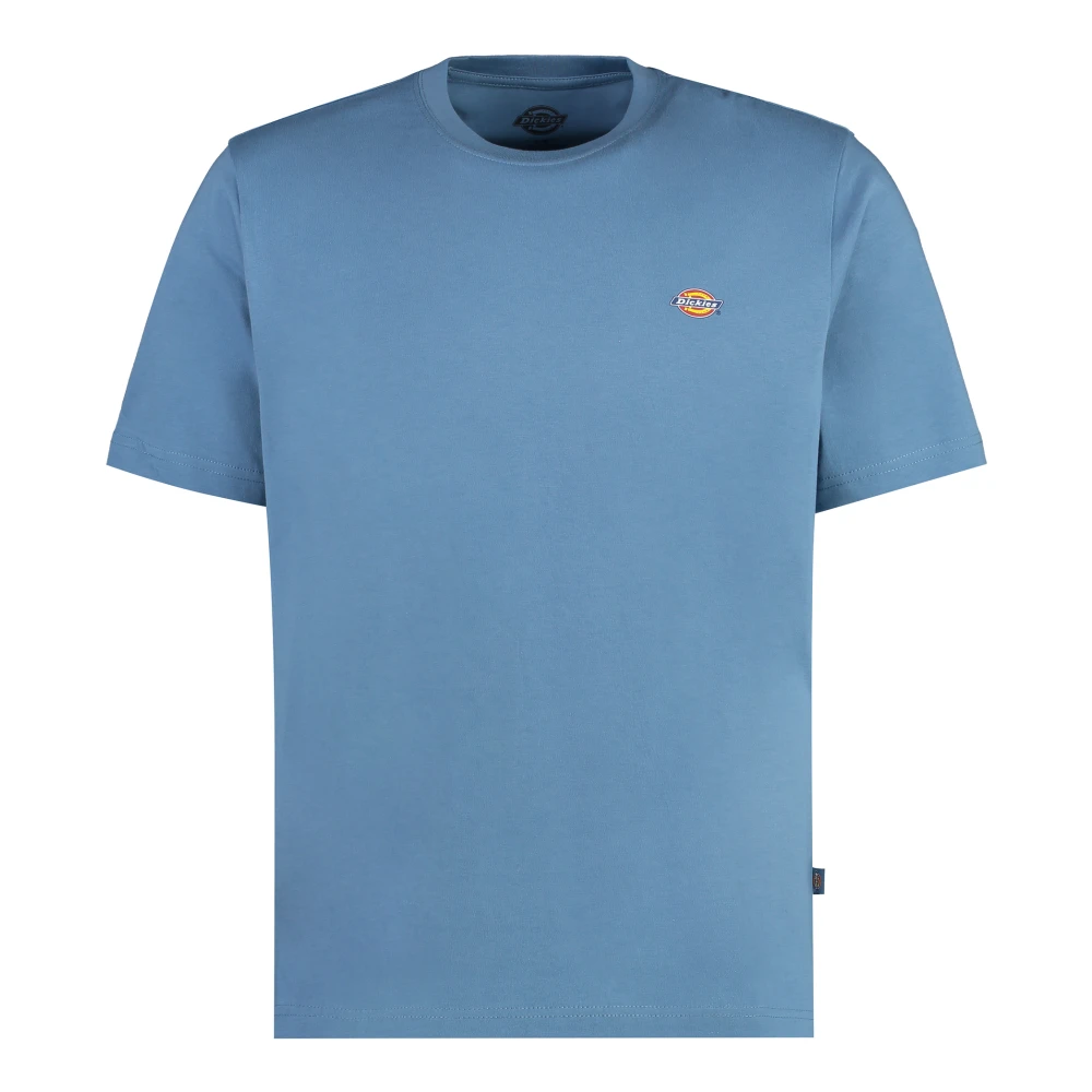 Dickies Logo Katoenen T-shirt Geribbelde Halslijn Blue Heren