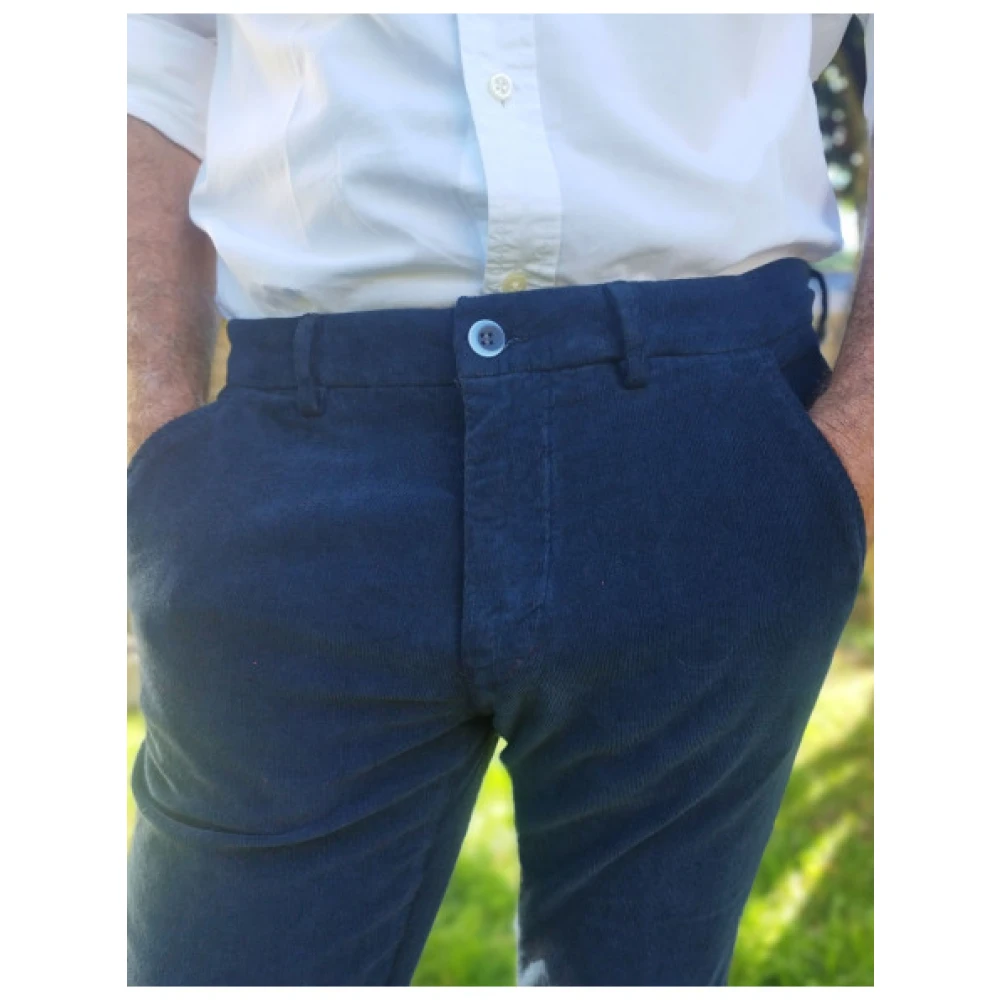 Mason's Slim Fit Corduroy Chino Broek Blue Heren