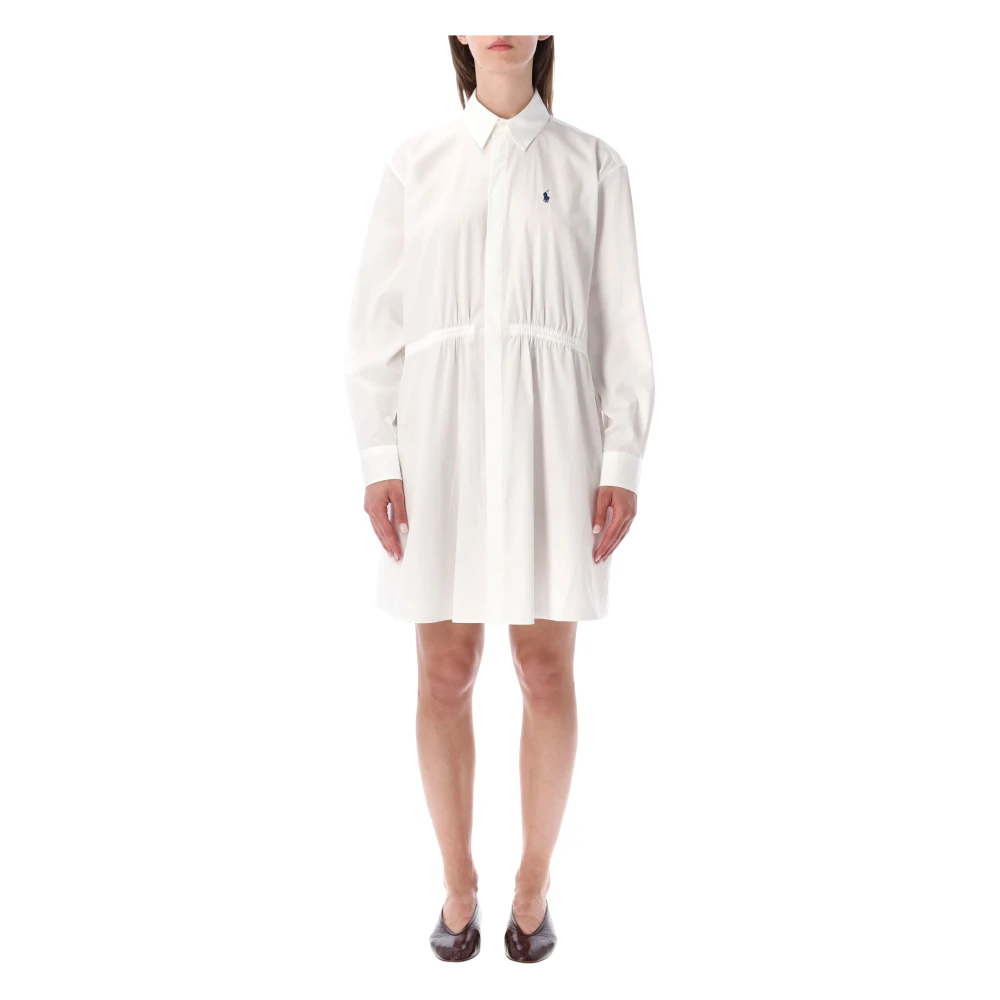Polo Ralph Lauren Women's White Shirt Dresses, Xs, Cotton Drawcord Shirtdress