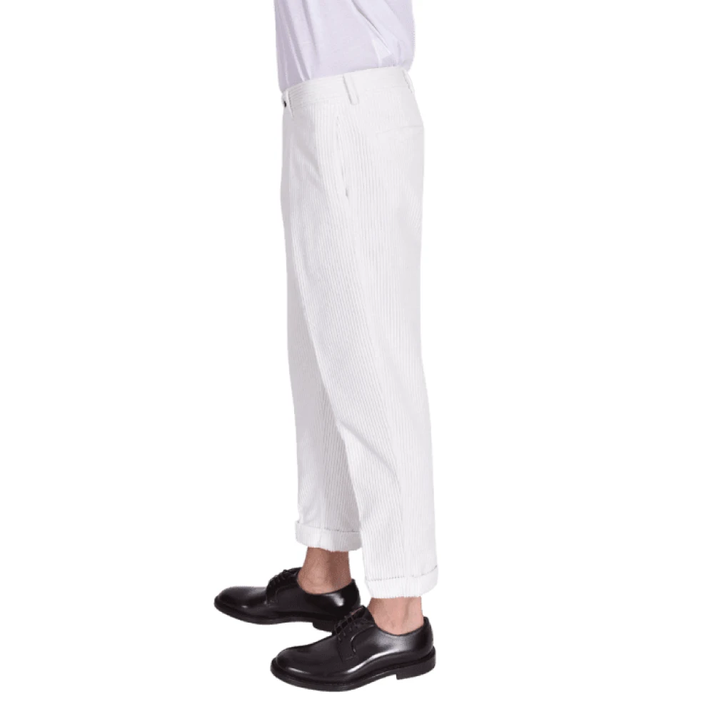 Berwich Witte Fluwelen Broek Regular Fit White Heren