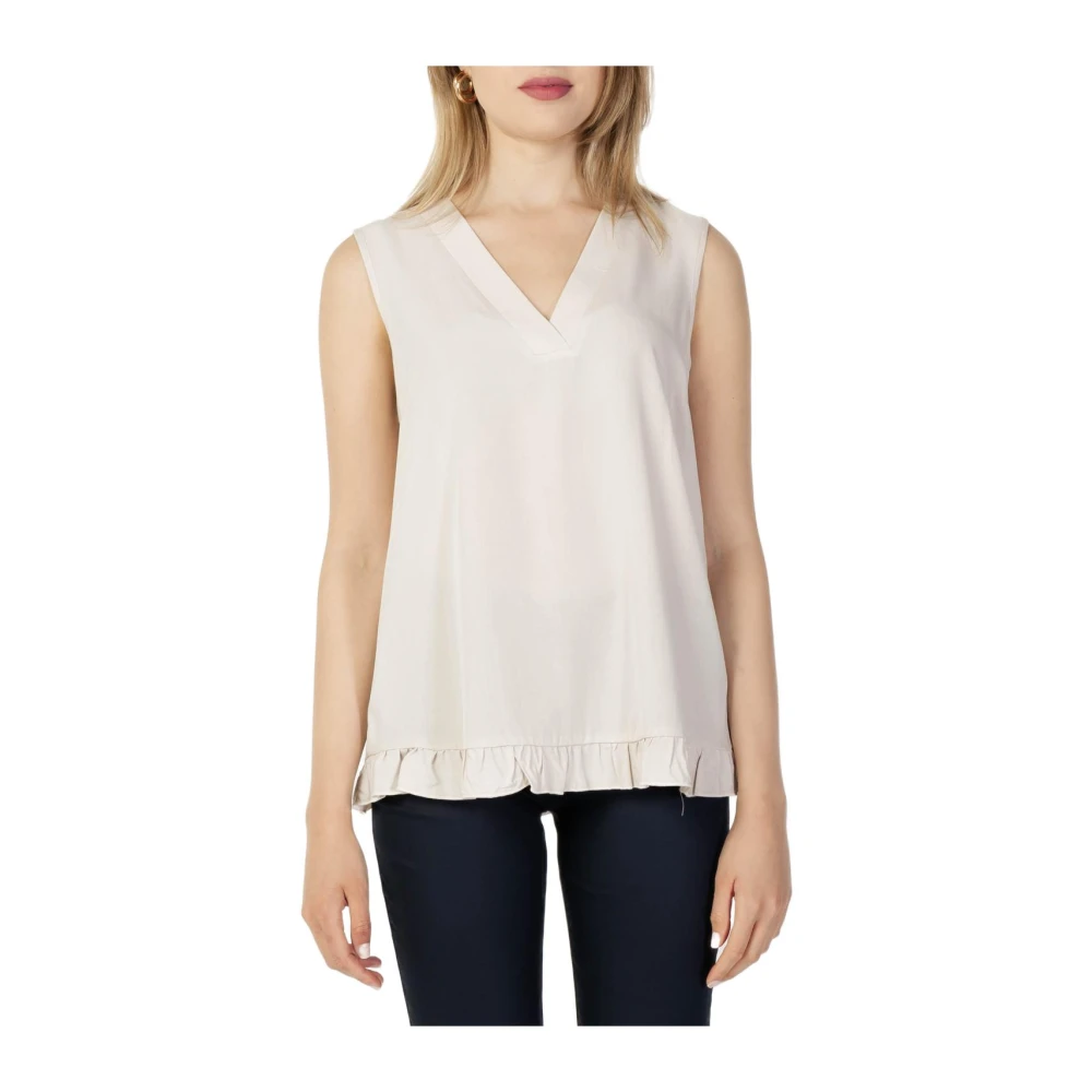 Sandro Ferrone Beige V-Neck Tank Top Beige Dames