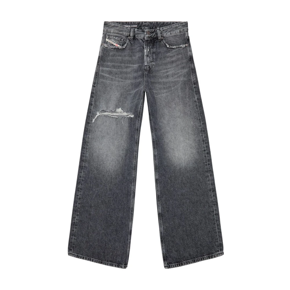 Diesel Zwarte Wijde Pijp Hennep Denim Jeans Black Dames