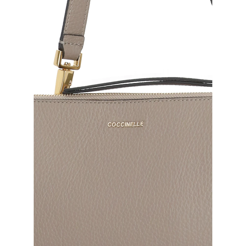 Coccinelle Beige Leren Handtas met Afneembaar Handvat Beige Dames