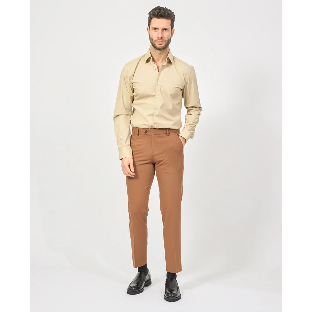 Mulish Bruin dubbelrijig pak met slim fit Brown Heren