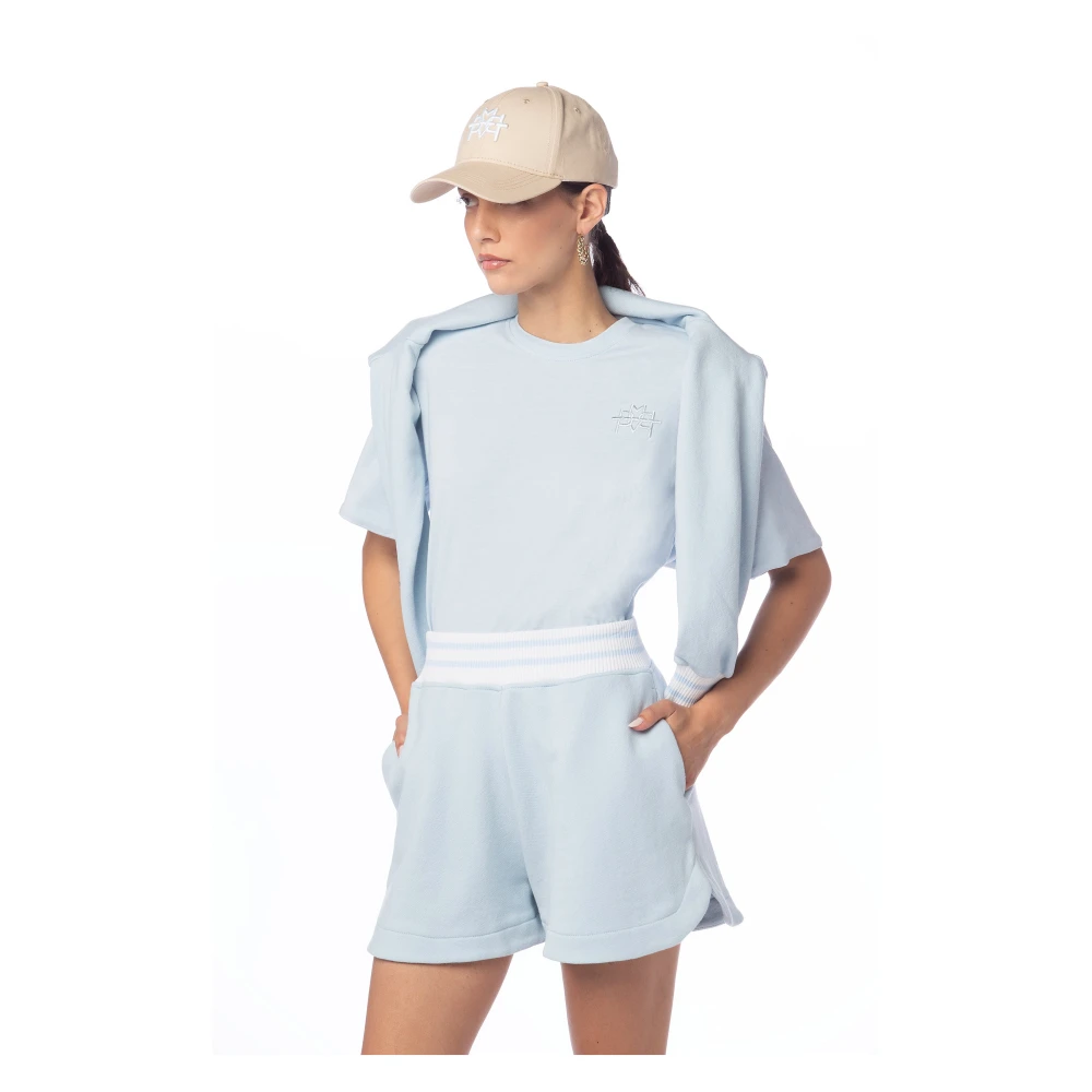 MVP wardrobe Geborduurd Ronde Hals T-Shirt Blue Dames