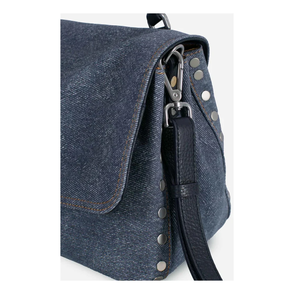 Zanellato Denim Leren Schoudertas Blue Dames