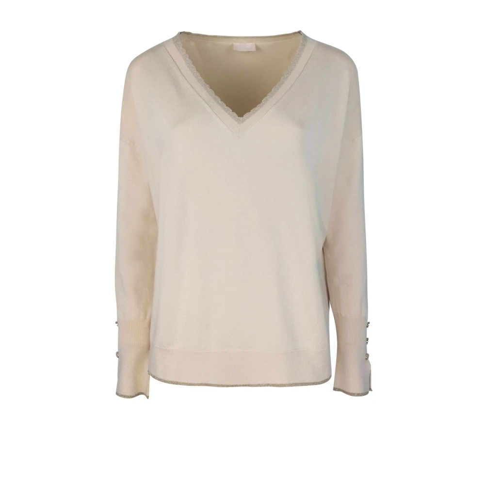 Liu Jo Witte Trui met Lurex Details White Dames