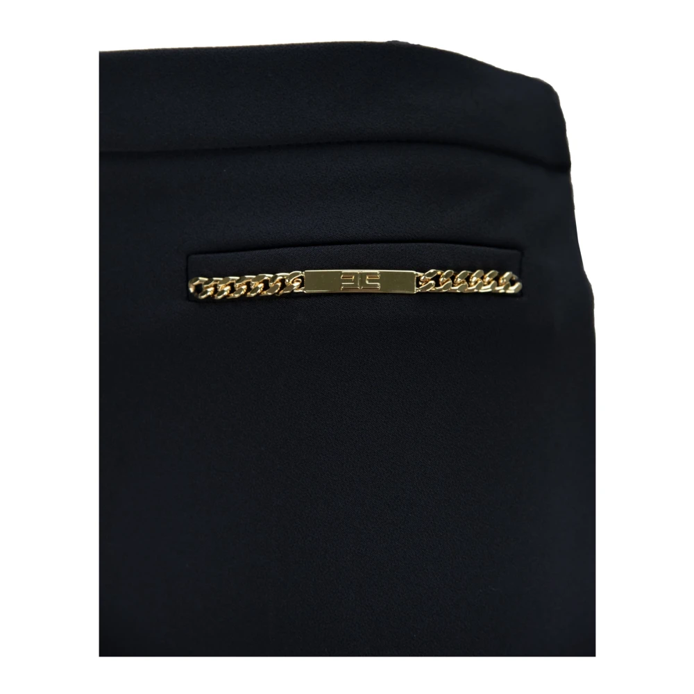 Elisabetta Franchi Wijde Pijp Rits Haak Broek Black Dames